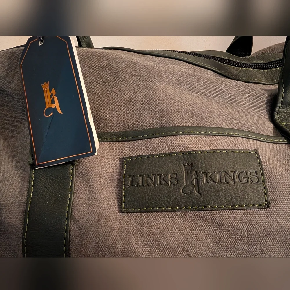 Links & Kings FJ Canvas And Leather Duffel Bag in Crown Green